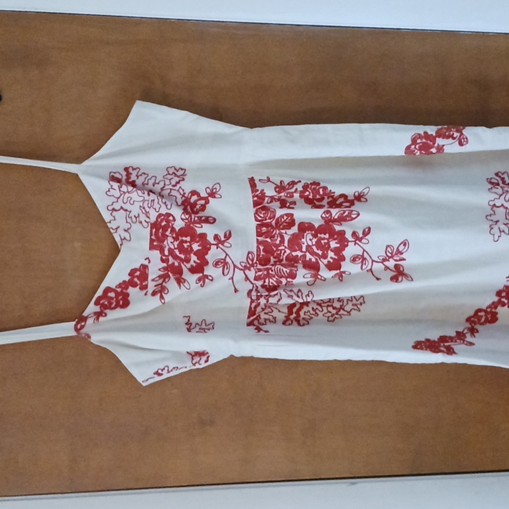 J crew dress .Cream and orange embroidery